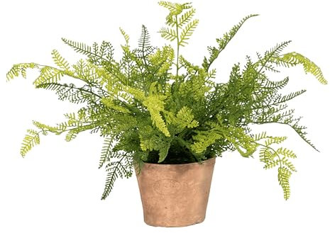 Blooming Artificial - Artificial Fern in Pot for the House, Forest Fern, Year-Round Decorative Foliage for the Home and Office, Charming and Colourful (Green) (27cm)