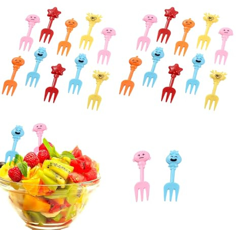 Mini Cartoon Food Picks with Animal Decor - Plastic Fruit Fork for Kids - Cute Cake Dessert Platter Toothpicks