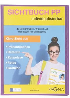 PAGNA School 21013-12 Porte-vues en polypropylène avec poche frontale Violet Format A4