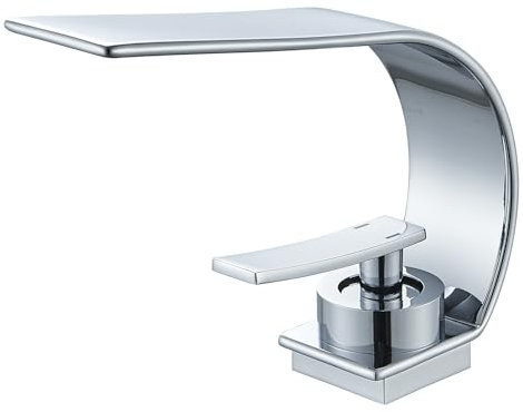 Zamery Robinet de lavabo cascade chromé - Mitigeur monocommande - Robinet de salle de bain avec tirette - Économie d'eau - Économie d'eau - Économie d'énergie