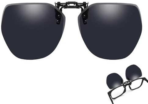 Wnddle Clip Polarisé Unisexe Sur des Lunettes de Soleil, Clip Solaire, Relevable et Ultra léger, pour Hommes Femmes pour la Conduite et Les Activités de Plein air (Noir)