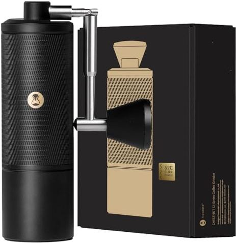 TIMEMORE C5 ESP Pro Handkaffeemühle mit S2C-042-III Kegelmahlwerk, 0,015mm Präzisionsverstellung, vollmetallische tragbare Handmühle für Espresso/French Press/Pour Over - Schwarz