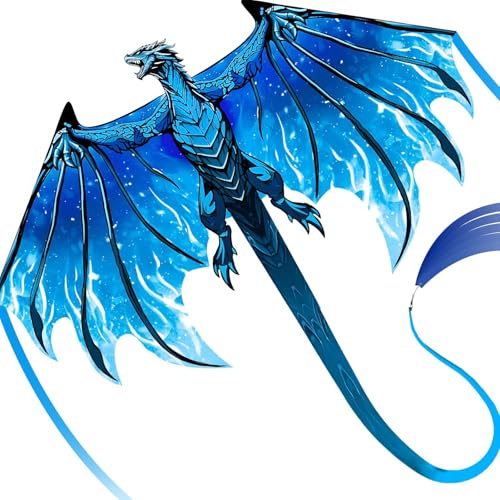 SGftre Drachen für Kinder und Erwachsene, Adlerdrachen für Jungen und Mädchen, Einfach zu Fliegen für Anfänger, Drachenspielzeug für Strandausflüge, Park-Outdoor-Aktivitäten (Speed Dragon Blue)