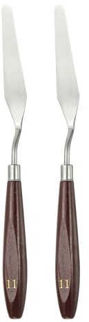 sourcing map 2pcs Palette Knife Painting Tool 3.31 x 0.71 Stainless Steel Art Spatula Pallet Knives Scrapers Tools with Beech Wood Handle for Acrylic Oil Canvas Mixing Spreading, Red/Silver