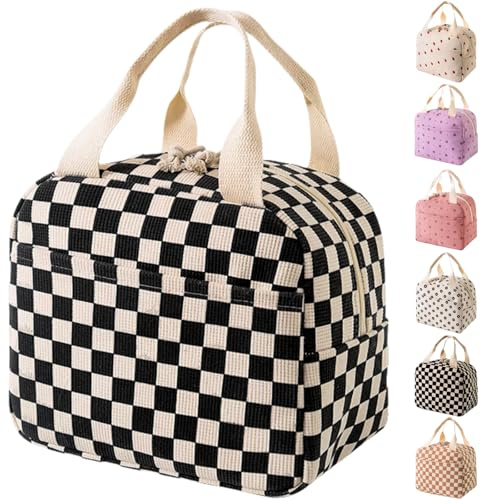 Arae Bolsa Térmica Porta Alimentos para Mujer - Bolsa Comida Trabajo, Bolsa Porta Alimentos, Bolsa Isotermica Porta Alimentos, Bolsa Termica Comida Trabajo, Lunch Bag Oficina Viaje Picnic, Cheque