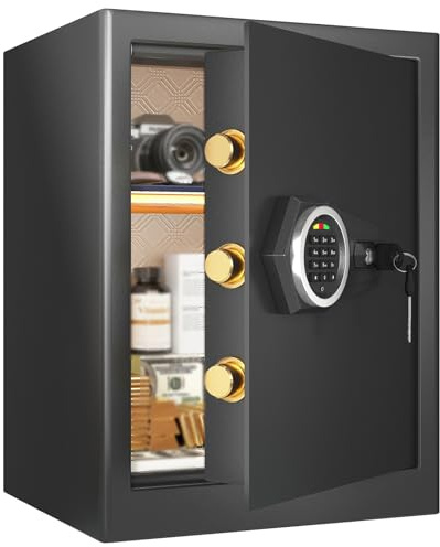 Hucha Caja Fuerte Cajas Fuertes Pequeñas y Medianas Cajas Fuertes de Acero con Combinación Electrónica con Alarma Inteligente y Función Silenciosa Safe para el Hogar, Hotel y Oficina(38x31x50cm)