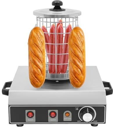 Chauffe-Saucisse 422w, Hot Dog Device, Acier Inoxydable RéChauffeur Saucisse Avec 2 Broches Chauffantes Cuiseur Saucisse Hot Dogmaker, ContrôLe DetempéRature 0-85°C, Pour Restaurant Maison