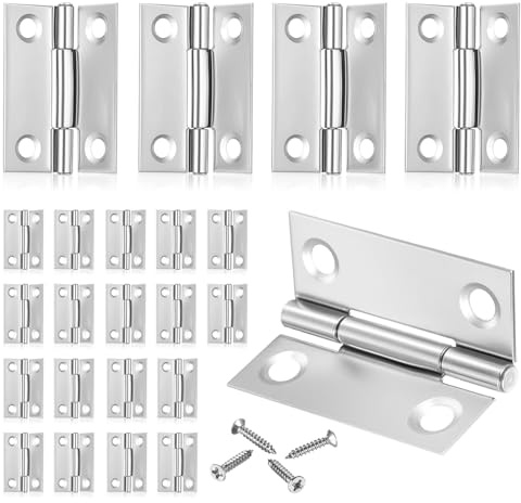 30 Pack 1.5 Inch Stainless Steel Hinges with Screws - Door Hinges for Wood, Cabinet, Furniture & Garden Gate, 38x30x0.8mm