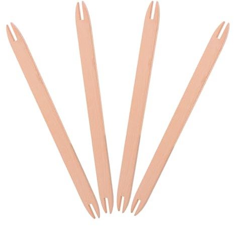 DOITOOL Navette de Tissage Accessoires Vintage Beige en Bois 4 Pièces Outil Portable et Lisse pour Artisanat DIY pour Projets de Tissage et Tricot