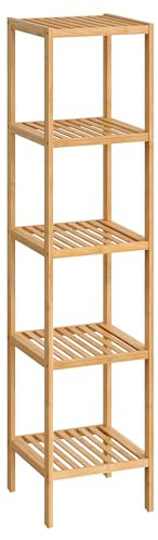 SONGMICS 5-Tier Bamboo Shelf, Freestanding Bathroom Storage Rack