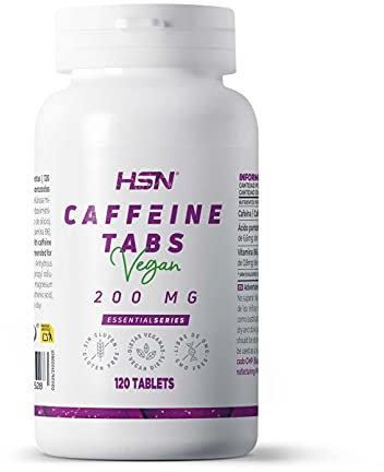 HSN Cafeína Anhidra 200mg | 120 Tabletas | Cafeína Pura de Efecto Rápido | Dosis Elevada | No-GMO, Vegano, Sin Gluten