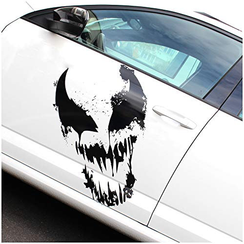 Skull Alien Monster Aufkleber Sticker Auto Boot Motorrad Caravan Dekor KX040 (Schwarz Matt, 70x45cm)