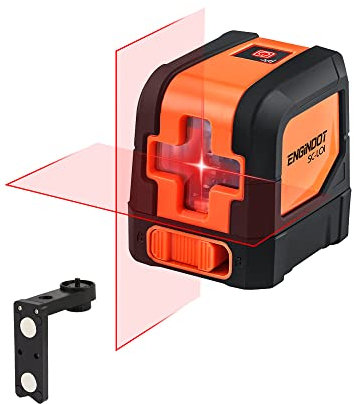 Láser de Línea Cruzada, Láser de Línea Autonivelante ENGiNDOT, 2 Modos, Rotación de 360°, Nivel de Láser Rojo de 15m Orificio de Montaje Universal de 1/4 con Soporte Magnético