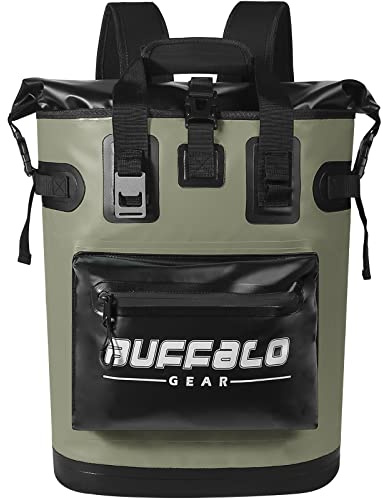 Buffalo Gear Cooler Backpack,18L Leakproof Cooler Bag Insulated Cooler for Picnic Beach Camping Hiking Park Fishing (Army Green)
