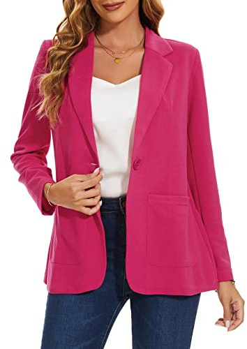 MINTLIMIT Blazers For Women Casual One Button Closure Everyday Wear Suit Jacket Slim Fit Size 8 10 (R-Hot Pink S)
