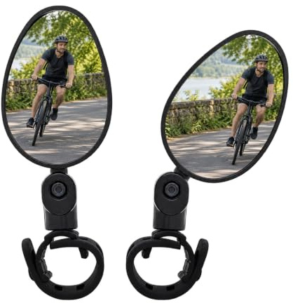 2 Pack Bike Mirror for 360° Rotatable & Foldable Handlebar Mount | Wide Angle Rearview Mirror for Major Road/Mountain/E-Bikes, Scooter, Motorcycle,Shockproof & Scratch Resistant Glass Lens