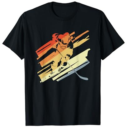 Retro Eishockeyspieler Skizze Eissport Eishockeyausrüstung T-Shirt