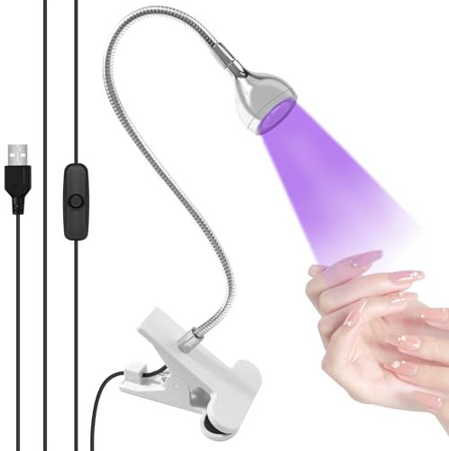 Soodyoow 3W UV Lampe für Gelnägel, UV Lampe, Nagellack UV Lampe, Nagel Lampe, Mini UV Lampe für Nägel, für Gel-Nagellack, Nageltrockner für Anfänger, Salon, Heimwerker(Silber)
