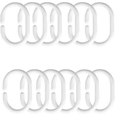 KGDUYC 12 Piezas Anillas de Plástico para Cortinas, Anillas para Cortina de Ducha, Anillos para Cortina de Duacha en Forma de C, para Cortinas