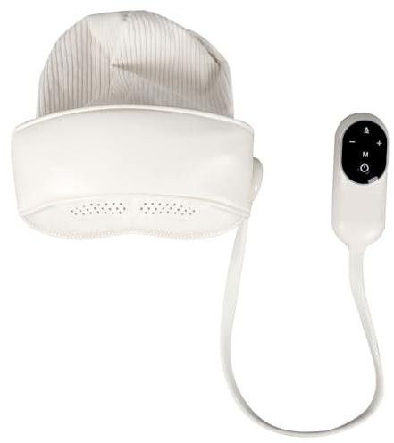 Masajeador de cabeza, masajeador eléctrico de cabeza con función de calentamiento de ojos, 6 airbags, masaje eléctrico de cabeza con tapa, 4 masajes y 3 modos de calor, recargable por USB, masajeador