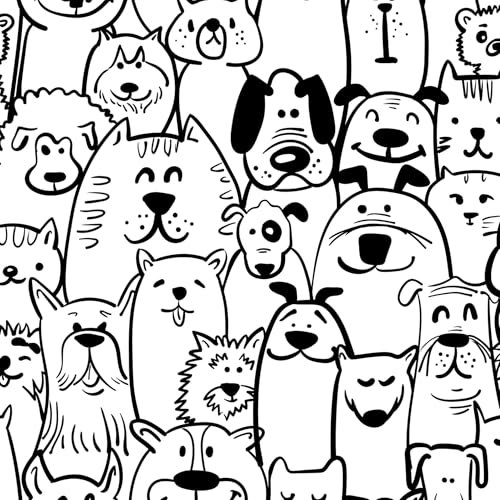 CiCiwind Selbstklebende Tapete 44cm×3m - Weißer und Schwarzer Hund und Schaf Verdickung Möbelfolie Wasserdicht Vinyl Klebefolie Niedliche Cartoon-Tiere für Wandmöbel