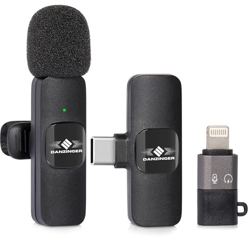 Micrófono Inalámbrico Solapa para iPhone, iPad, Android y Ordenador, Mini Micrófono Inalámbrico para Móvil con Adaptador iOS, Portátil Micrófono para Grabación de Video, Youtube, TikTok, Vlog