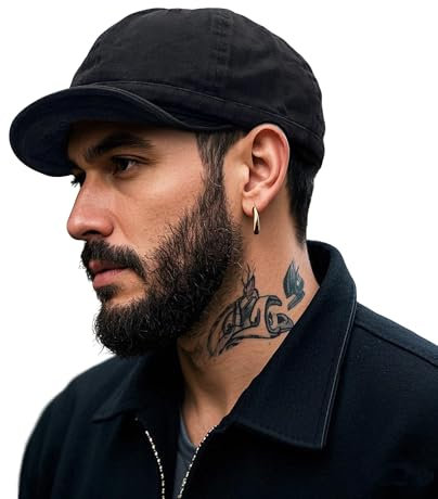 Clakllie Short Brim Baseball Cap Flat Brim Basecap mit Kurzem Schirm Cotton Schildkappen Outdoor Sport Cap,BSAD2521-Black