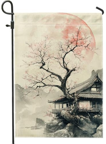 Drapeau de jardin en forme de cerisier - Pêche douce - Décoration d'intérieur - Drapeau floral double face pour décoration de pelouse extérieure - 30,5 x 45,7 cm