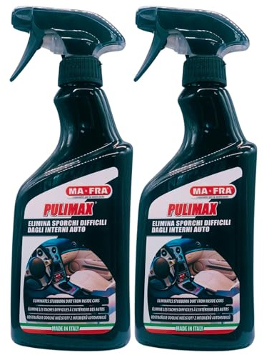 FEI FAN Detergente Spray per Pulizia Interni Auto PULIMAX, Elimina Lo Sporco Difficile. Agisce su Plastica, Sedili in Skai e Tutte Le Superfici Lavabili all'Interno Dell'Auto 500ml (2 Spray)