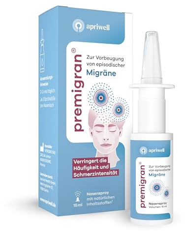 Premigran Migräne Nasenspray 15ml – Pumpspray zur Migräne-Prävention mit oder ohne Aura – Reduziert Häufigkeit, Dauer & Intensität von Attacken – ab 12 Jahren