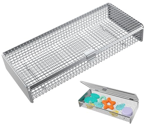Flyheart Dishwasher Cutlery Basket, 304 Stainless Steel Dishwasher Basket for Small Items, Bottle Parts, Scoops, Forks, Chopsticks Cleaning