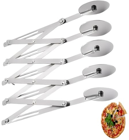 CHSEROK Teigschneider Rad, 5 Räder aus Edelstahl mit Teigteiler - Ideal für Pizza, Nudelteig, Plätzchen & Pfannkuchen