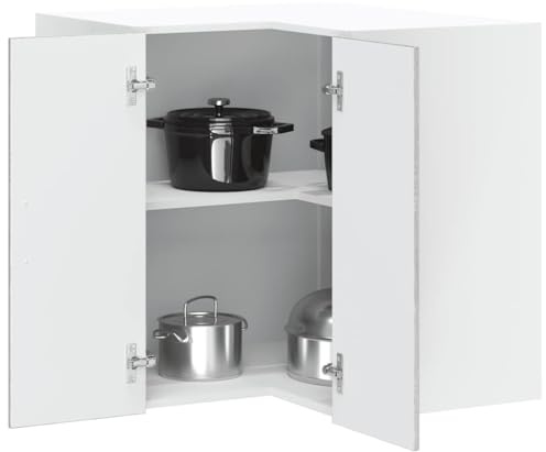Owoxanthellate Armario colgante de esquina Lucca gris Sonoma 57 x 57 x 60 cm de material de madera resistente con diseño moderno, ahorra espacio en la cocina y montaje en pared, ideal para cocina
