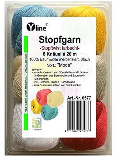 Sortiment Stopfgarn Stopftwist 6 Knäuel 100% Baumwolle (Mode), sl, 0577