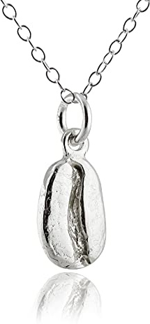 FashionJunkie4Life Sterling Silver Coffee Bean Necklace, 18 Cable Chain | Birthday Gift for Men and Women