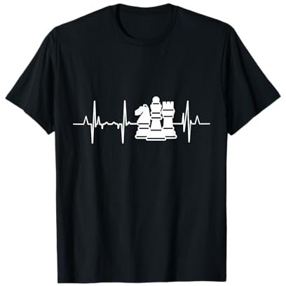 Schach Herzschlag Schachfiguren Herzlinie Schachspieler T-Shirt