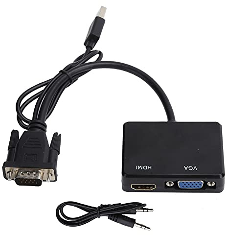 VGA Till HDMI-Kabel Med Ljud För Anslutning Av Gammal Dator, Bärbar Dator Till Ny Bildskärm, Skärm, HDTV Med HDMI-Ingång (Svart)