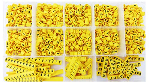 OznaczTo - Etichette per cavi con clip, 1460 pezzi, marcatore per cavi 0-9, alfabeto, dimensioni 0,75 mm², 1,5 mm² e 2,5 mm², confezionato in una scatola con 10 scomparti (dimensioni 0,75 mm²)