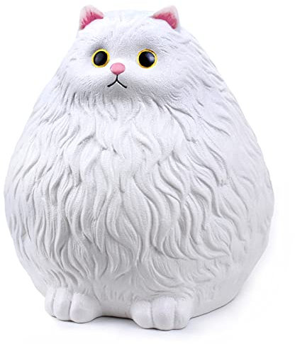 Winsterch Piggy Bank for Kids - 20 cm Ceramic Coin Money Box Toy, Birthday Gifts for Boys and Girls (White Cat Bank)
