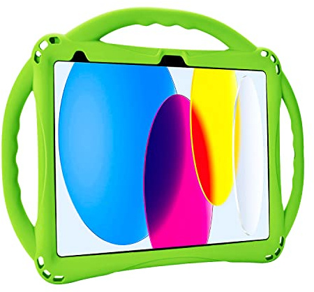 TopEsct Kids Case for iPad (A16) 11th Gen 11 2025, iPad 10th Gen 10.9 2022, Built in Kickstand, Silicone Shockproof Cover Comes with Strap (Green)