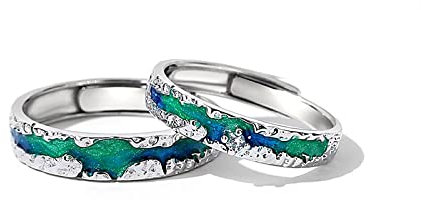 Silberringe Damen 925,S925 Silber Verstellbar Paar Ring Nordlichter Paar Passende Ringe Zartes Sterling Silber Offene Ringe Paar Erinnerungsgeschenk Ringe Trauringe Versprechen Ringe