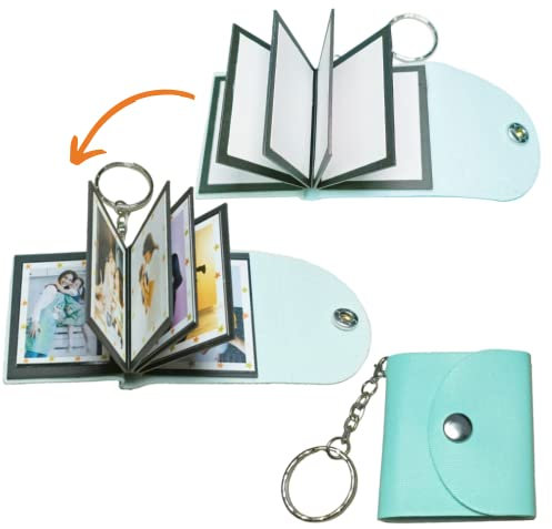 Mini-Fotoalbum mit Schlüsselanhänger, DIY Kleines, benutzerdefiniertes Leder-Fotogedächtnis, Schlüsselring Bild Schlüsselanhänger, Personalized Kleines Taschen Foto-Schlüssel Zubehör für Familie,Paare