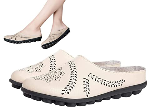 Keloc Pantoufles Creuses Tout-Aller décontractées pour Femmes,Chaussons pour Femmes | Slip Mocassins, Slip- Mesh Casual Infirmière Plate Marche Baskets Bout Rond Décontracté pour Quotidien