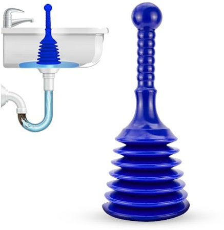 UK#1 Blue Unblocking Kitchen Drains, Bathroom & Shower Portable & Powerful Airpush Sink Plungers