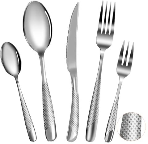 FANTICDE Besteck Set für 8 Personen,40 teilig Essbesteck Set inkl,Messer, Gabel, Löffel, Besteck Edelstahl Spiegelpoliert, Spülmaschinenfest