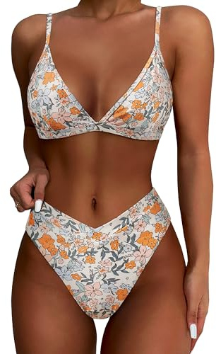 SUUKSESS Women Cutout Bikini Sets Push Up High Waisted Swimsuits 2 Piece