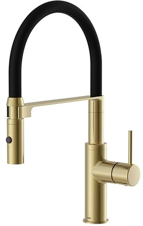 Lenz Küchenarmatur NALU in Gold - flexible Geschirrbrause mit 2 Strahlarten - Zweistufige Wassersparfunktion - Anti-Fingerabdruck Oberfläche und Montage von oben - 46070241