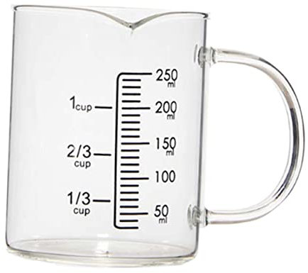Gatuida Verre Doseur à Mesurer Tasse à Lait Avec Bec Verseur Facile Pour La Cuisine Verre 250ml (modèle A)