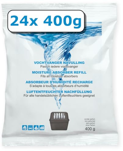 Recharge absorbeur d'humidité - Lot de 24-400 g - Neutre - Universel - Pour absorbeurs d'humidité à partir de 400 g