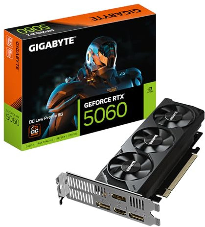 Gigabyte GeForce RTX 5060 OC Low Profile 8G Grafikkarte - 8GB GDDR7, 128bit, PCI-E 5.0, 2512 MHz Kerntakt, 3 x DisplayPort, 1 x HDMI, GV-N5060OC-8GL
